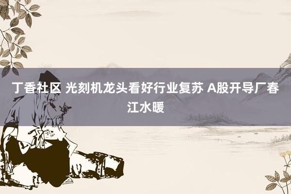 丁香社区 光刻机龙头看好行业复苏 A股开导厂春江水暖