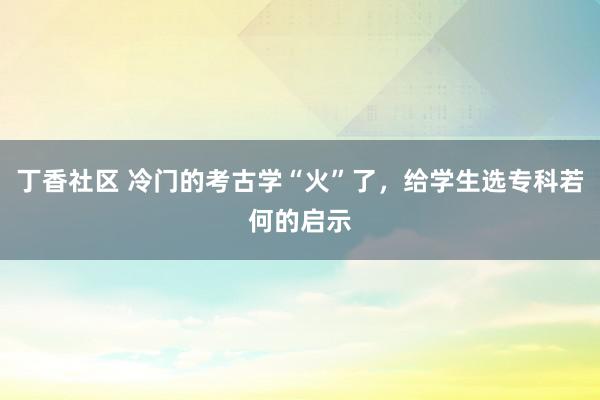 丁香社区 冷门的考古学“火”了，给学生选专科若何的启示