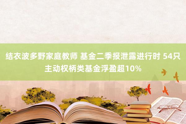 结衣波多野家庭教师 基金二季报泄露进行时 54只主动权柄类基金浮盈超10%