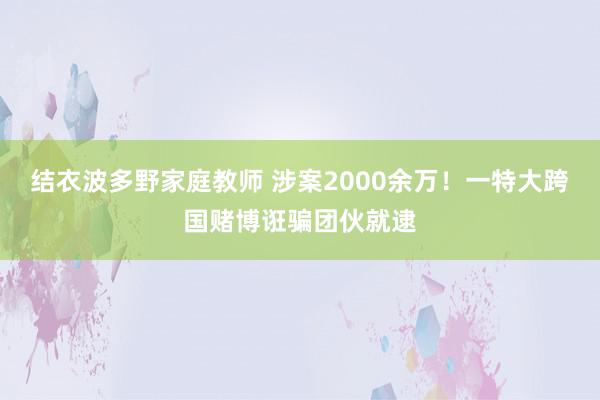 结衣波多野家庭教师 涉案2000余万！一特大跨国赌博诳骗团伙就逮