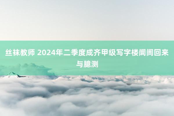 丝袜教师 2024年二季度成齐甲级写字楼阛阓回来与臆测