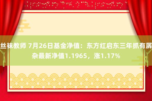 丝袜教师 7月26日基金净值：东方红启东三年抓有羼杂最新净值1.1965，涨1.17%