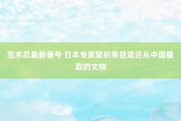 笠木忍最新番号 日本专家聚积条目返还从中国攫取的文物