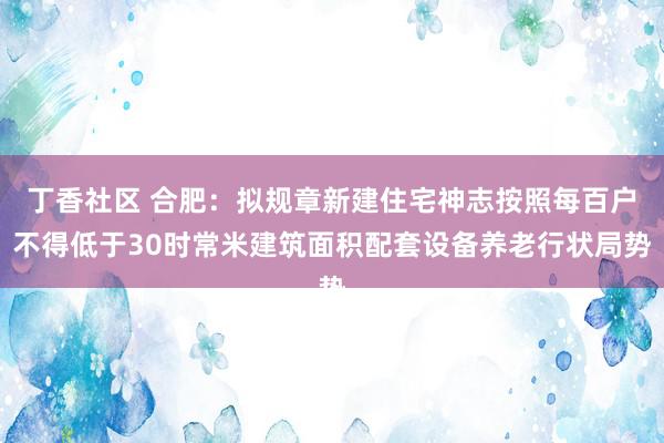 丁香社区 合肥：拟规章新建住宅神志按照每百户不得低于30时常米建筑面积配套设备养老行状局势