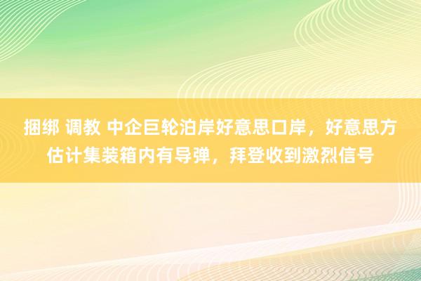 捆绑 调教 中企巨轮泊岸好意思口岸，好意思方估计集装箱内有导弹，拜登收到激烈信号